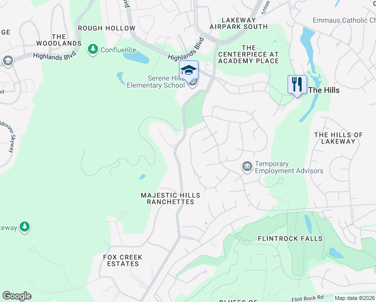 map of restaurants, bars, coffee shops, grocery stores, and more near 20 Autumn Oaks Drive in The Hills