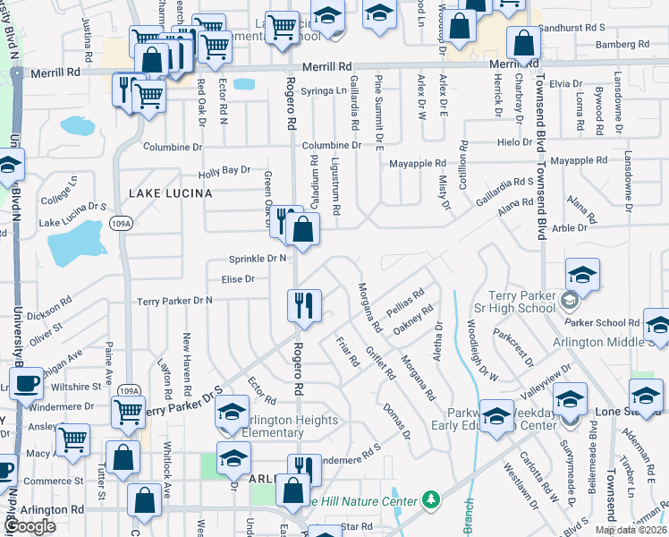map of restaurants, bars, coffee shops, grocery stores, and more near 1923 Griflet Road in Jacksonville