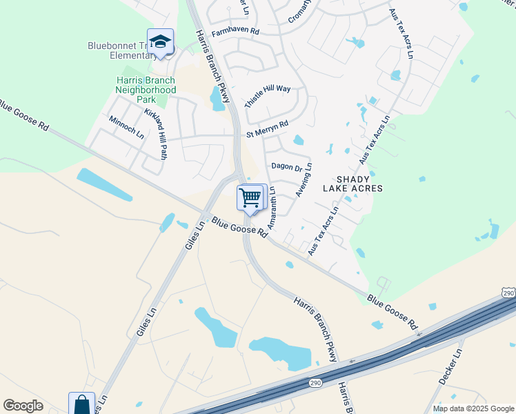 map of restaurants, bars, coffee shops, grocery stores, and more near 11110 Seay Street in Austin