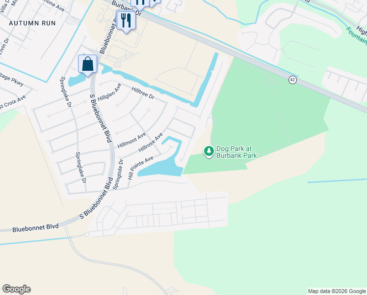 map of restaurants, bars, coffee shops, grocery stores, and more near 10770 Hill Pointe Avenue in Baton Rouge