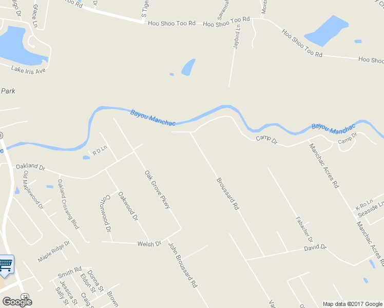 map of restaurants, bars, coffee shops, grocery stores, and more near 18653 Broussard Road in Prairieville