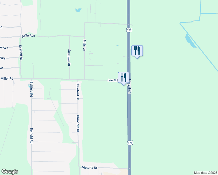 map of restaurants, bars, coffee shops, grocery stores, and more near 2511 U.S. 171 in Lake Charles