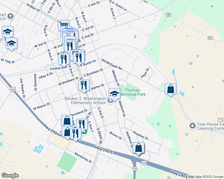 map of restaurants, bars, coffee shops, grocery stores, and more near 200 Hall Street in Elgin