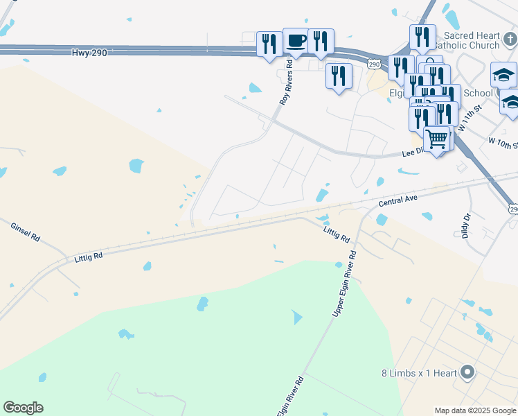 map of restaurants, bars, coffee shops, grocery stores, and more near 303 Schuylerville Drive in Elgin