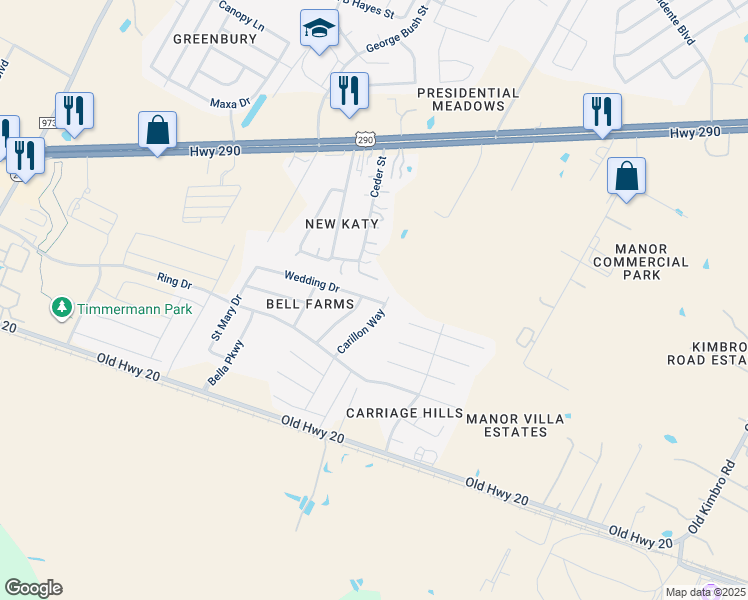 map of restaurants, bars, coffee shops, grocery stores, and more near 13013 Wedding Dr in Manor