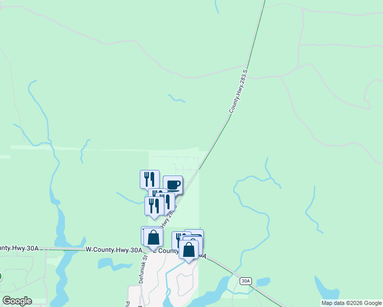 map of restaurants, bars, coffee shops, grocery stores, and more near 9 Gulf Mark Lane in Santa Rosa Beach