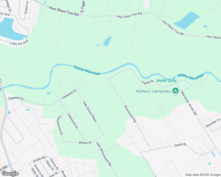 map of restaurants, bars, coffee shops, grocery stores, and more near 18653 Broussard Road in Prairieville