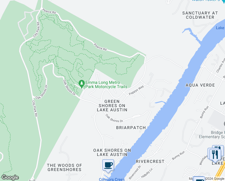 map of restaurants, bars, coffee shops, grocery stores, and more near 7408 Turnbuoy Drive in Austin
