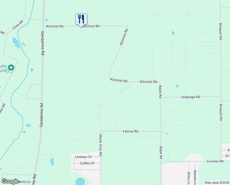 map of restaurants, bars, coffee shops, grocery stores, and more near 720 Kilchrist Road in Carencro