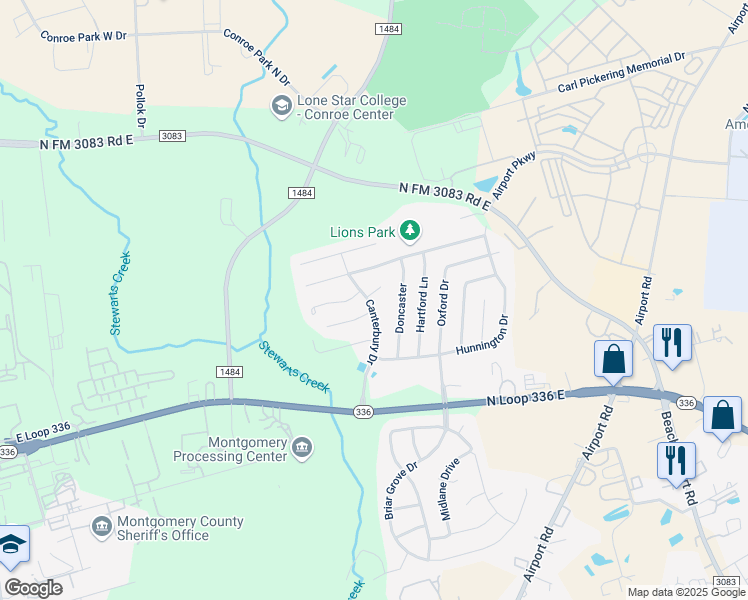 map of restaurants, bars, coffee shops, grocery stores, and more near 999 Arbor Crossing in Conroe