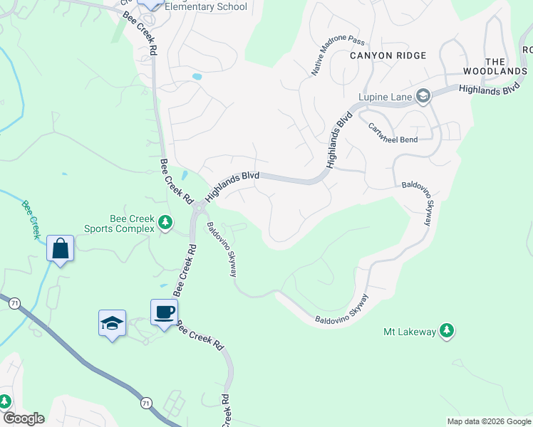 map of restaurants, bars, coffee shops, grocery stores, and more near 469 Anfield Circle in Austin