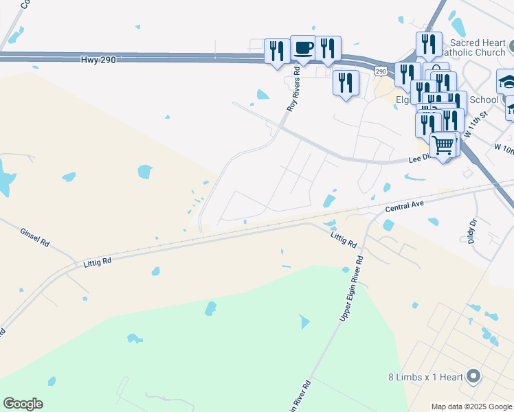 map of restaurants, bars, coffee shops, grocery stores, and more near 303 Schuylerville Drive in Elgin