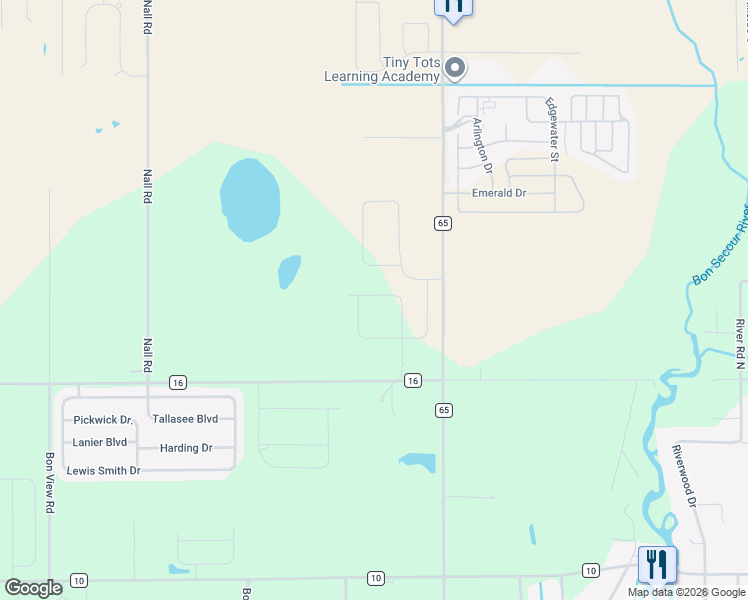 map of restaurants, bars, coffee shops, grocery stores, and more near 17397 Eastview Loop in Foley