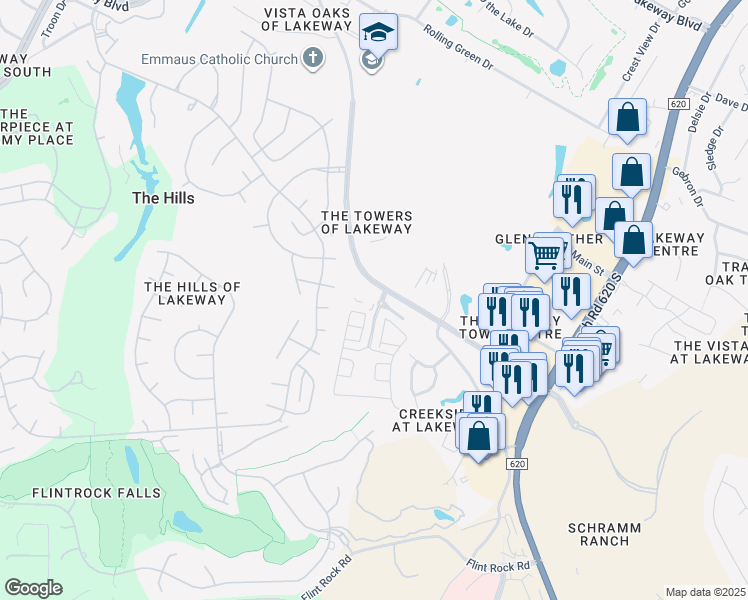 map of restaurants, bars, coffee shops, grocery stores, and more near 104-2 Rivalto Circle in Lakeway