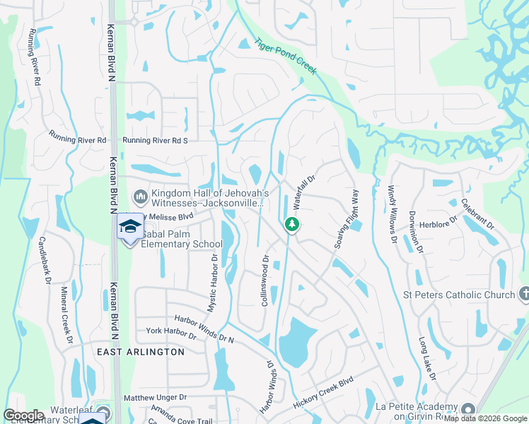 map of restaurants, bars, coffee shops, grocery stores, and more near 1126 Blue Sky Way in Jacksonville