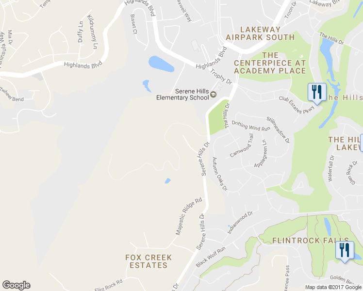 map of restaurants, bars, coffee shops, grocery stores, and more near 3408 Serene Hills Court in Austin