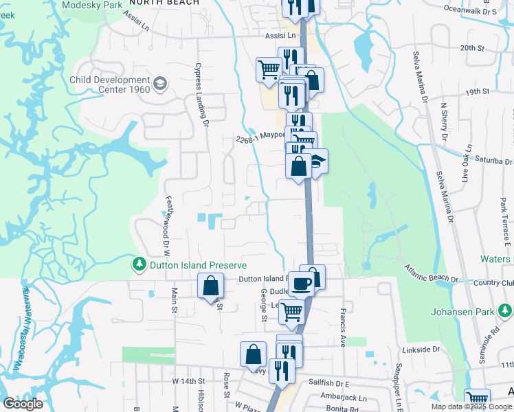 map of restaurants, bars, coffee shops, grocery stores, and more near 2341 Fairway Villas Drive in Jacksonville