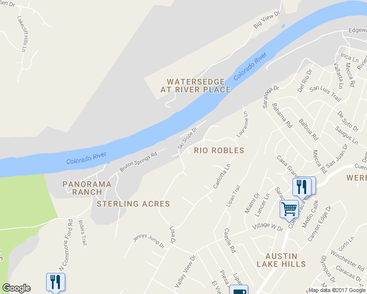 map of restaurants, bars, coffee shops, grocery stores, and more near 1604 Cliffwood Drive in Austin