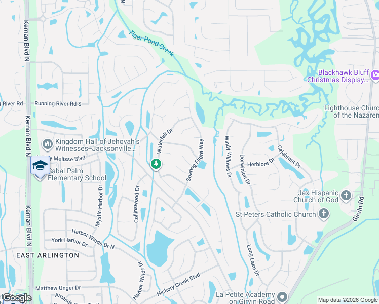 map of restaurants, bars, coffee shops, grocery stores, and more near 12357 Soaring Flight Drive in Jacksonville
