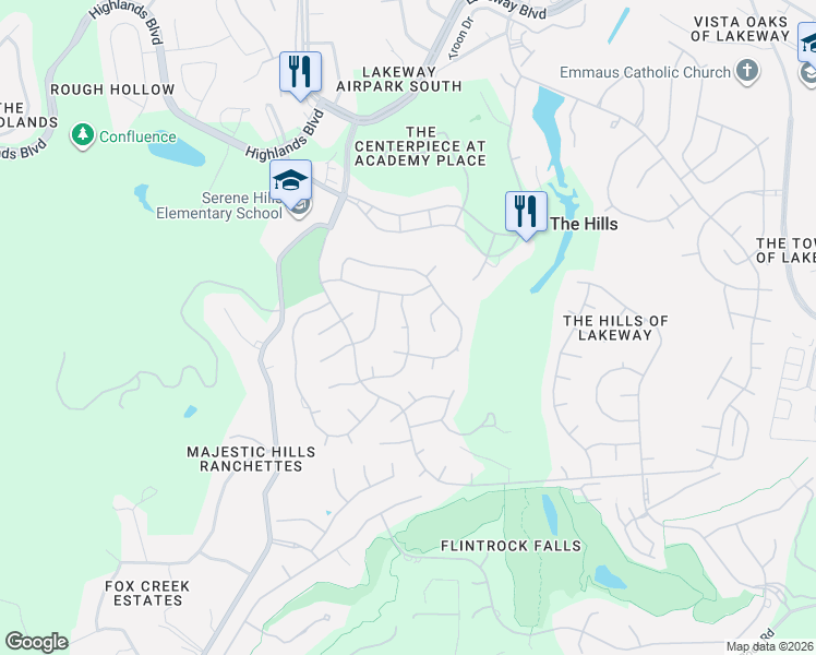 map of restaurants, bars, coffee shops, grocery stores, and more near 7 Applegreen Lane in The Hills