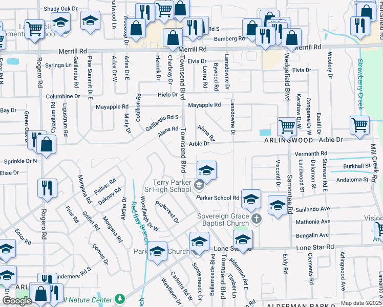 map of restaurants, bars, coffee shops, grocery stores, and more near in Jacksonville