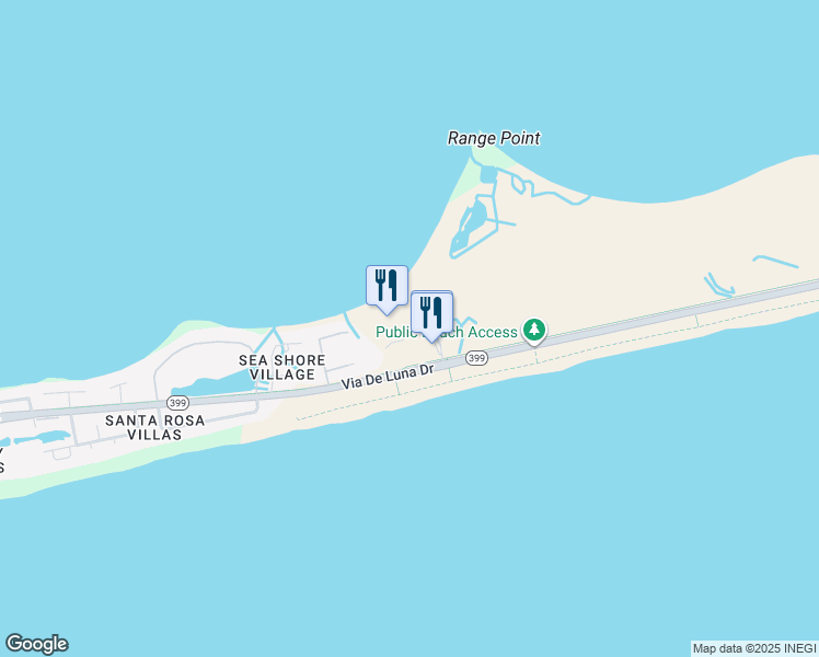 map of restaurants, bars, coffee shops, grocery stores, and more near 2 Portofino Drive in Pensacola Beach
