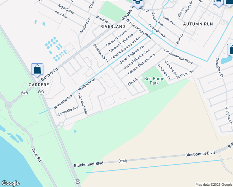 map of restaurants, bars, coffee shops, grocery stores, and more near 2432 Elvin Drive in Baton Rouge