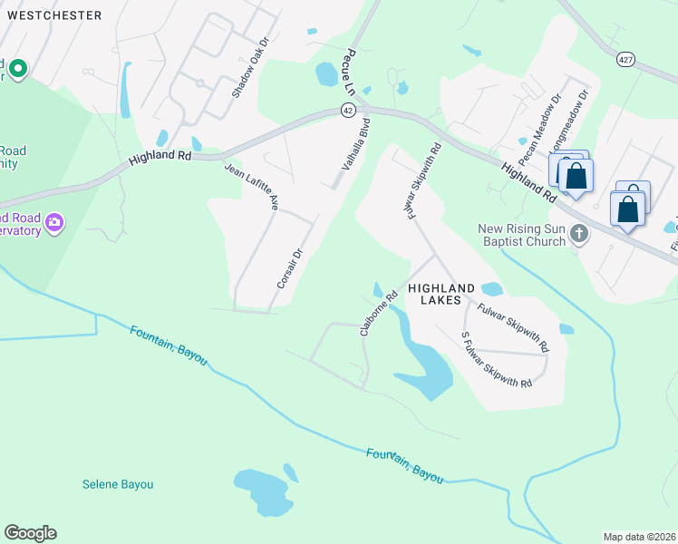 map of restaurants, bars, coffee shops, grocery stores, and more near 425 Corsair Drive in Baton Rouge