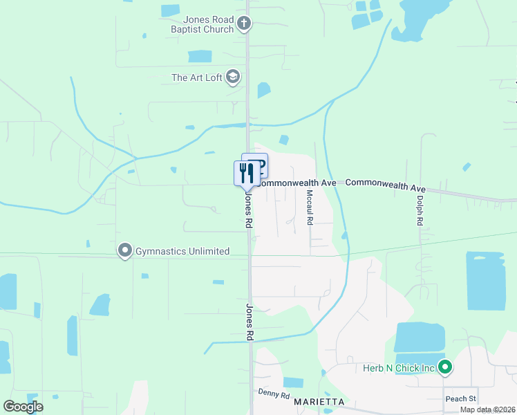 map of restaurants, bars, coffee shops, grocery stores, and more near 9058 Commonwealth Avenue in Jacksonville