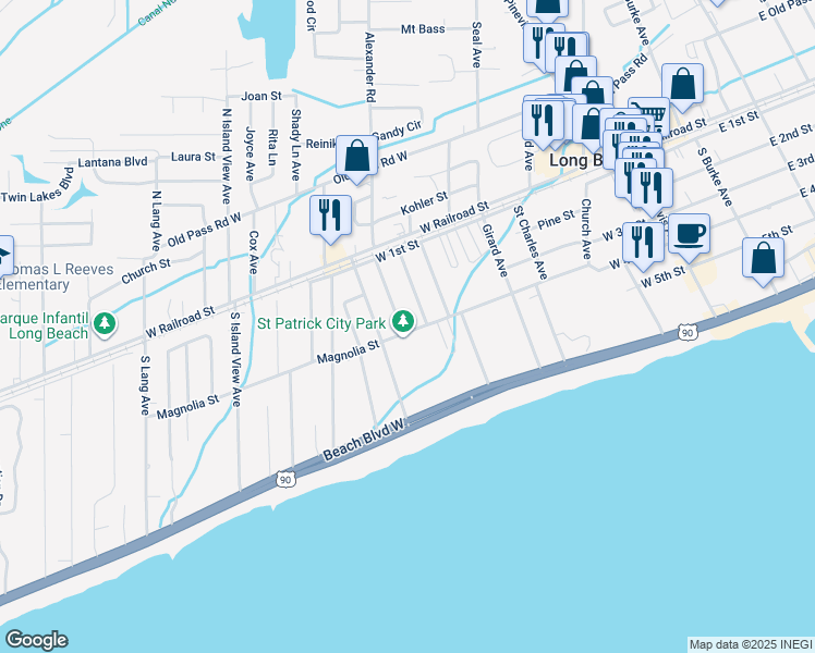 map of restaurants, bars, coffee shops, grocery stores, and more near 600 Magnolia St in Long Beach