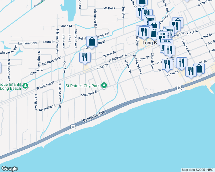 map of restaurants, bars, coffee shops, grocery stores, and more near 600 Magnolia Street in Long Beach