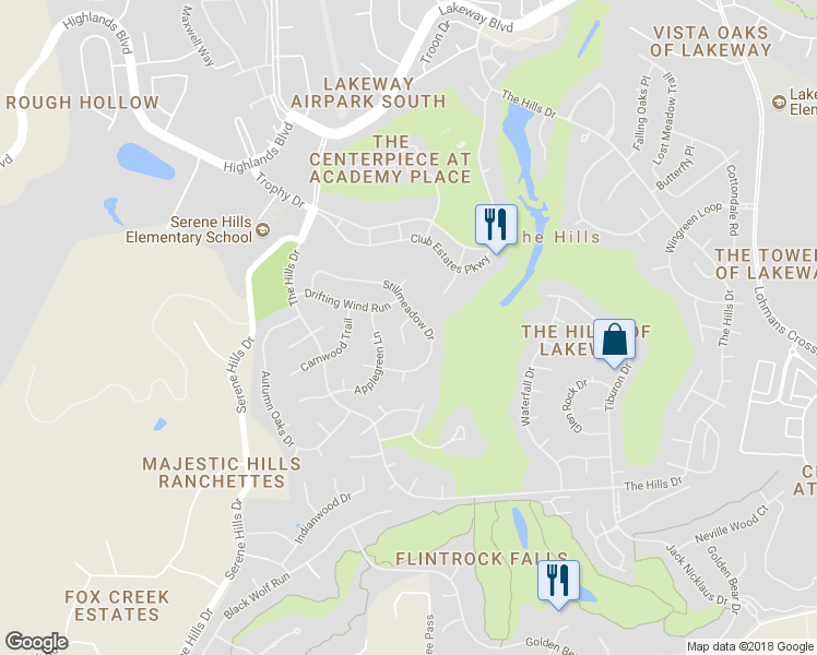 map of restaurants, bars, coffee shops, grocery stores, and more near 3 Stillmeadow Court in Austin