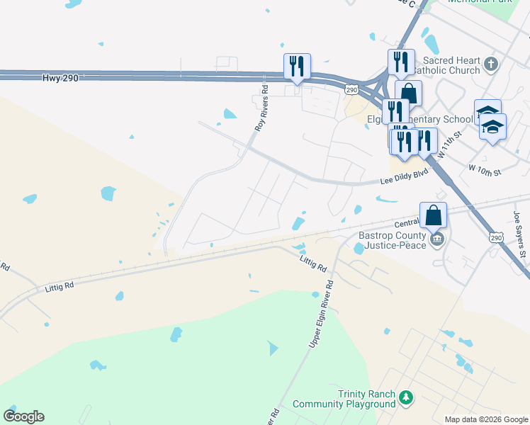 map of restaurants, bars, coffee shops, grocery stores, and more near 208 Lake Placid Run in Elgin