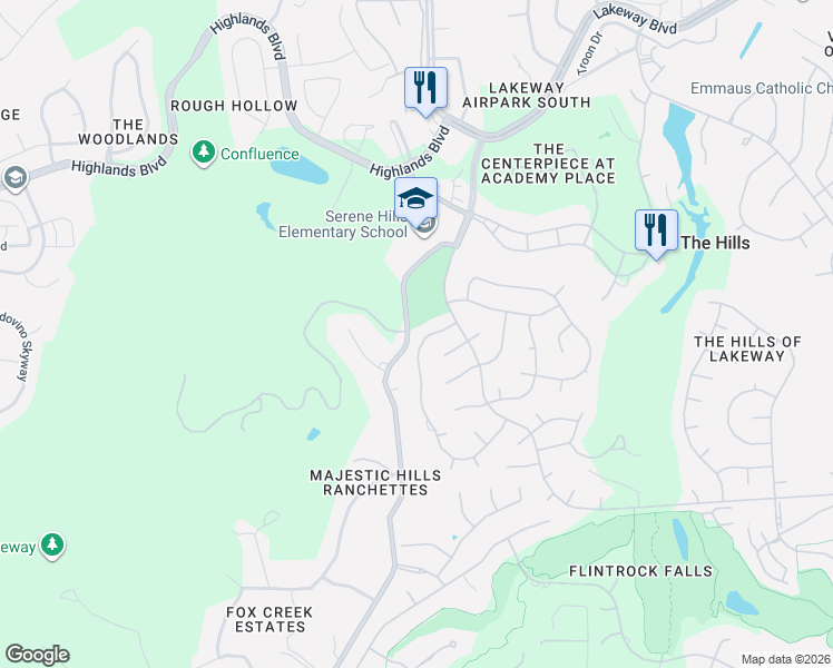 map of restaurants, bars, coffee shops, grocery stores, and more near 10 Autumn Oaks Drive in The Hills