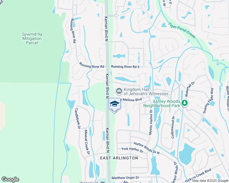 map of restaurants, bars, coffee shops, grocery stores, and more near 1133 Nesting Eagles Ln in Jacksonville