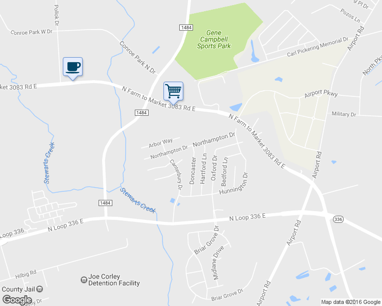 map of restaurants, bars, coffee shops, grocery stores, and more near 237 Doncaster in Conroe