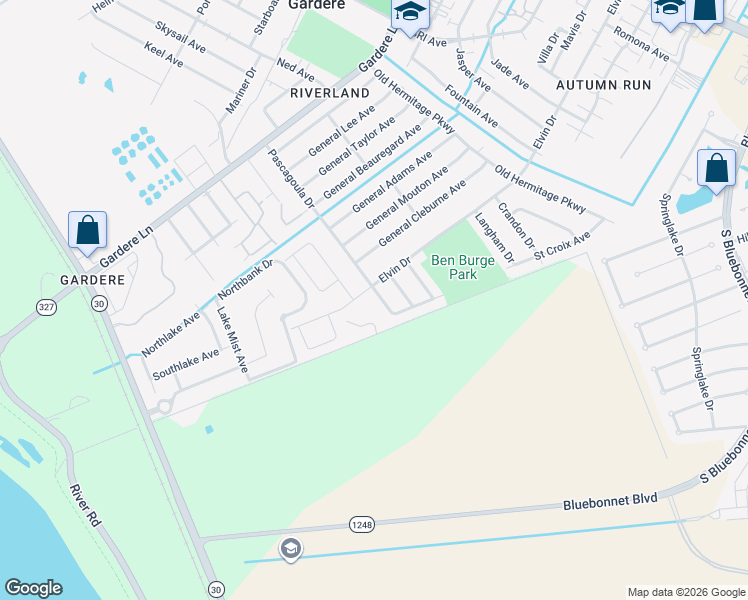 map of restaurants, bars, coffee shops, grocery stores, and more near 9391 Pascagoula Drive in Baton Rouge