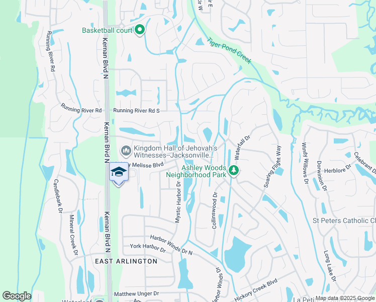 map of restaurants, bars, coffee shops, grocery stores, and more near 12576 Blue Eagle Way in Jacksonville