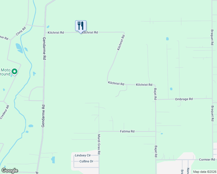 map of restaurants, bars, coffee shops, grocery stores, and more near 720 Kilchrist Road in Carencro