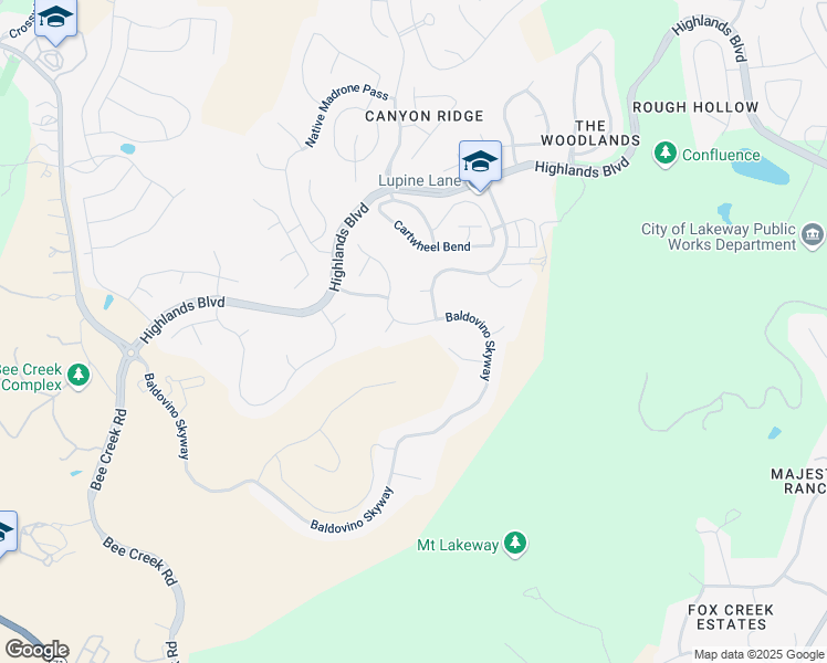 map of restaurants, bars, coffee shops, grocery stores, and more near 252 Baldovino Skyway in Briarcliff
