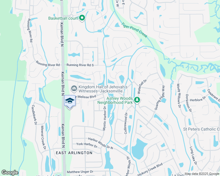 map of restaurants, bars, coffee shops, grocery stores, and more near 12576 Blue Eagle Way in Jacksonville