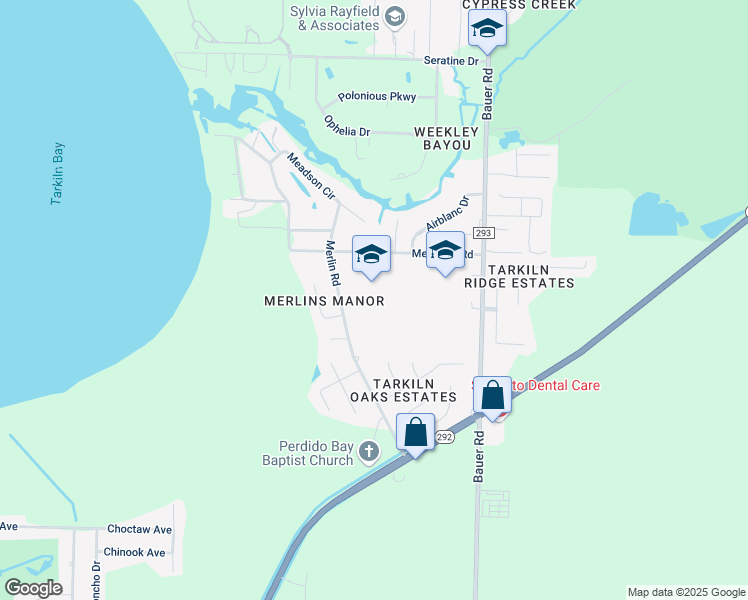 map of restaurants, bars, coffee shops, grocery stores, and more near 12551 Meadson Road in Pensacola