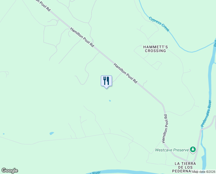 map of restaurants, bars, coffee shops, grocery stores, and more near 25315 Hamilton Pool Rd in Round Mountain