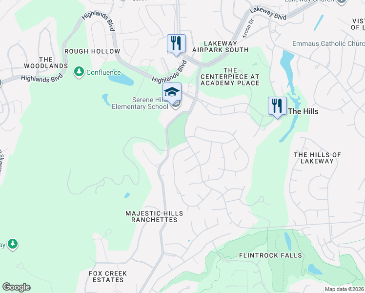 map of restaurants, bars, coffee shops, grocery stores, and more near 4 Autumn Oaks Drive in The Hills