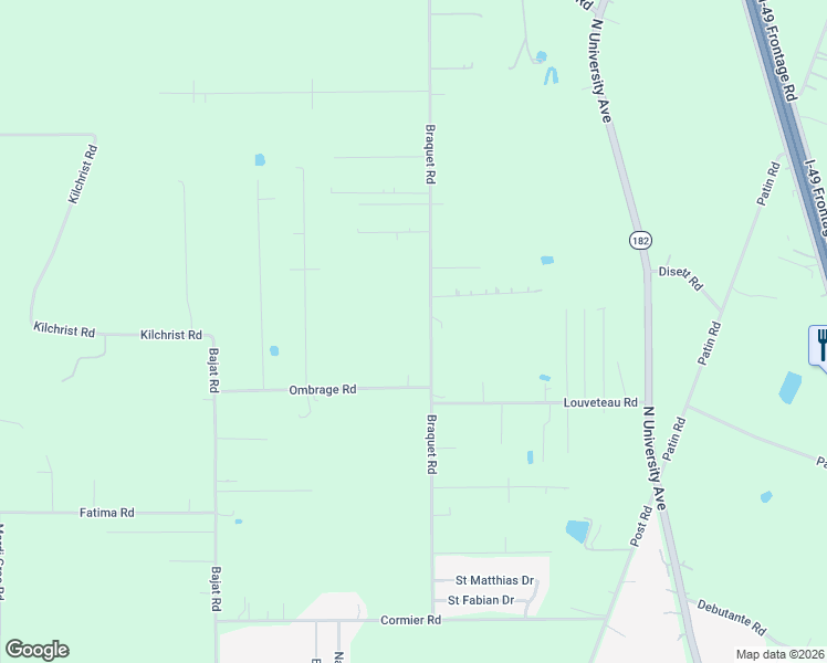 map of restaurants, bars, coffee shops, grocery stores, and more near 421 Braquet Road in Carencro