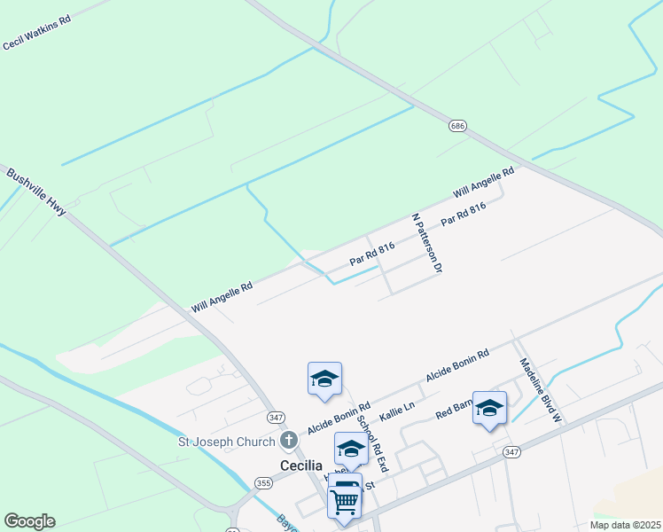 map of restaurants, bars, coffee shops, grocery stores, and more near 1028 Kennedy Drive in Arnaudville