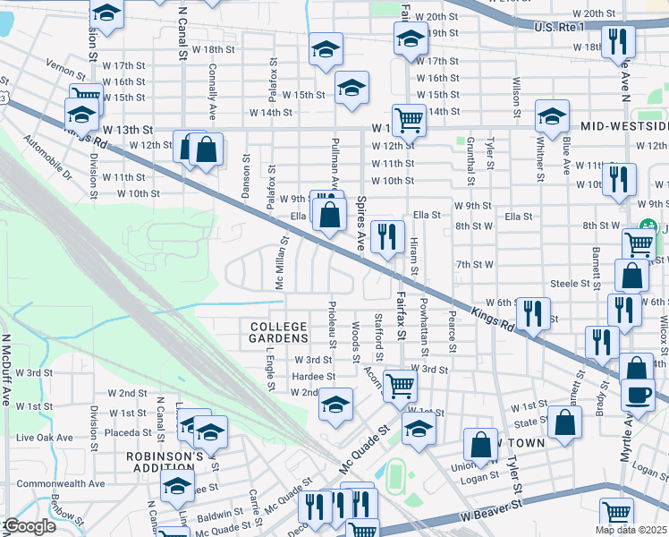map of restaurants, bars, coffee shops, grocery stores, and more near 1699 Seminary Street in Jacksonville