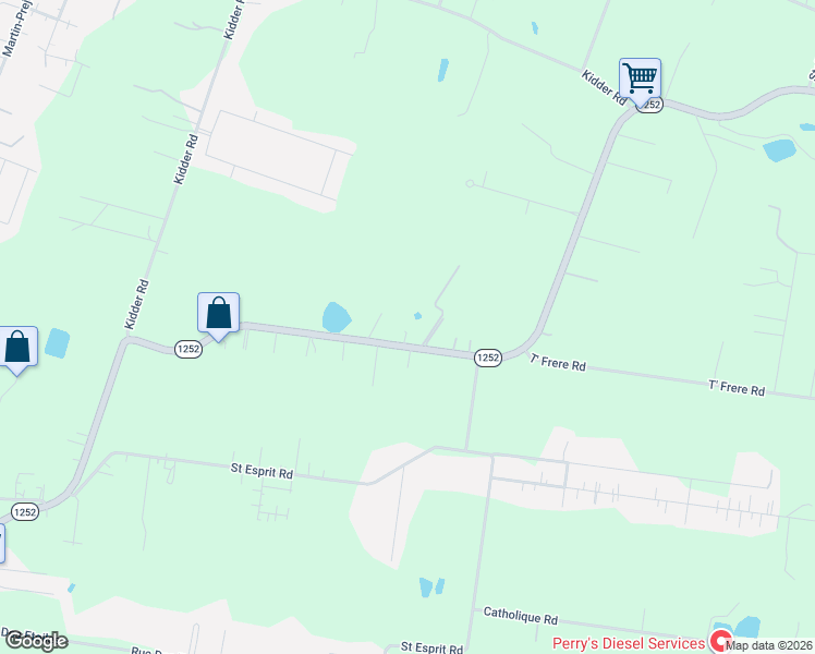 map of restaurants, bars, coffee shops, grocery stores, and more near 425 State Highway 1252 in Laf Parish