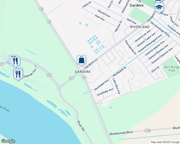 map of restaurants, bars, coffee shops, grocery stores, and more near 11777 Nicholson Drive in Baton Rouge