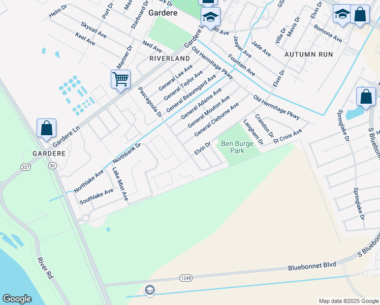 map of restaurants, bars, coffee shops, grocery stores, and more near 2235 General Cleburne Avenue in Baton Rouge